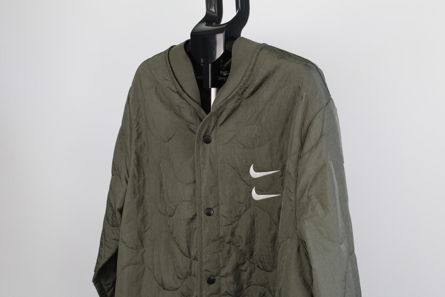 Nike Swoosh Olive Green Quilted Bomber Jacket (Size XL Tall)