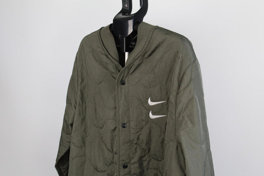 Nike Swoosh Olive Green Quilted Bomber Jacket (Size XL Tall)