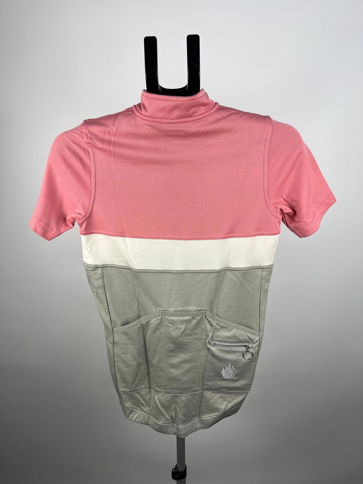 Rapha Short Sleeve Cycling Jersey XS Pink Grey White 1/4 Zip