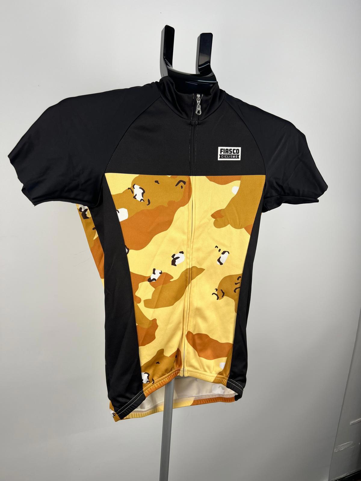 Fiasco Ciclismo Short Sleeve Cycling Jersey - Black/Yellow - Full Zip - X Small