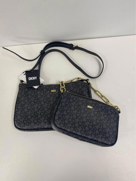 DKNY Lexi Double Demi Crossbody Bag Set – Monogram Logo – Black/Gold – RRP $299