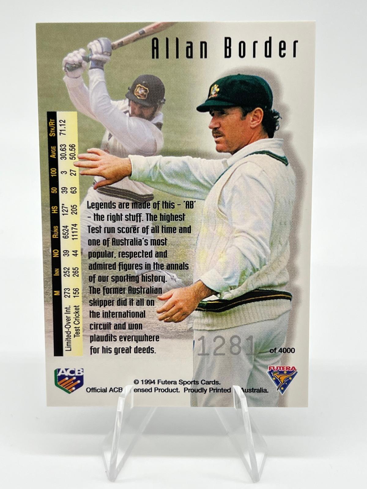1994 Futera Australian Cricket Allan Border Hologram Card 1281/4000