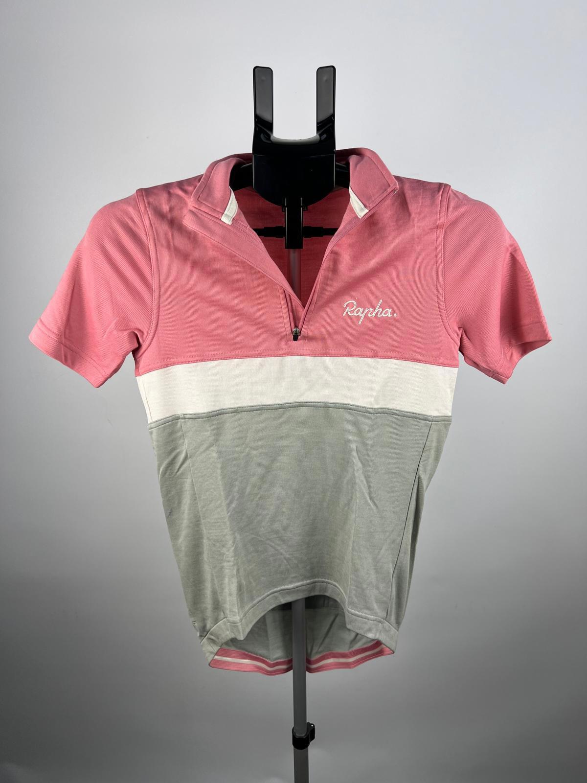 Rapha Short Sleeve Cycling Jersey XS Pink Grey White 1/4 Zip