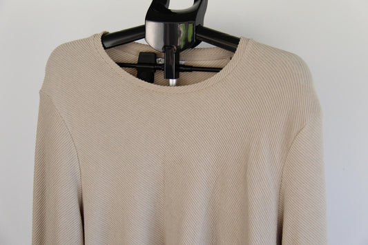 YD. Ribbed Beige Long Sleeve Top – Size 2XL – Cotton Blend