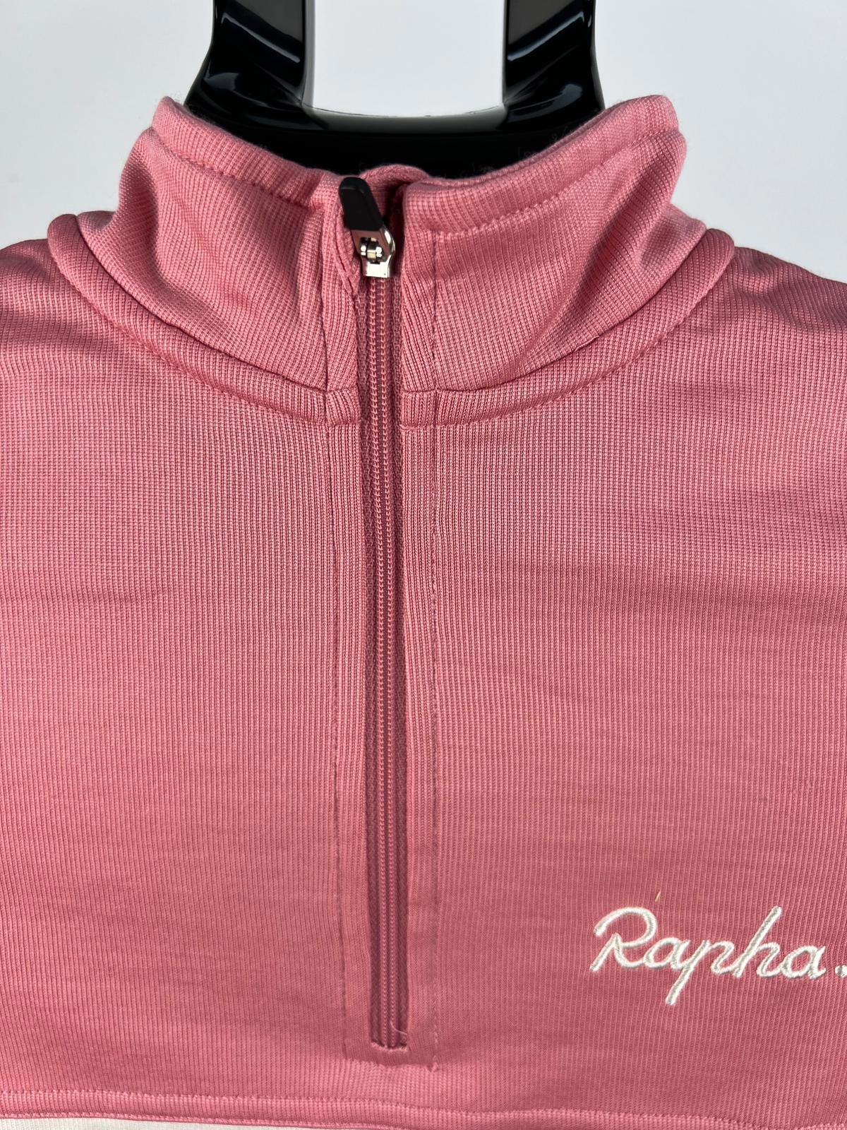 Rapha Short Sleeve Cycling Jersey XS Pink Grey White 1/4 Zip