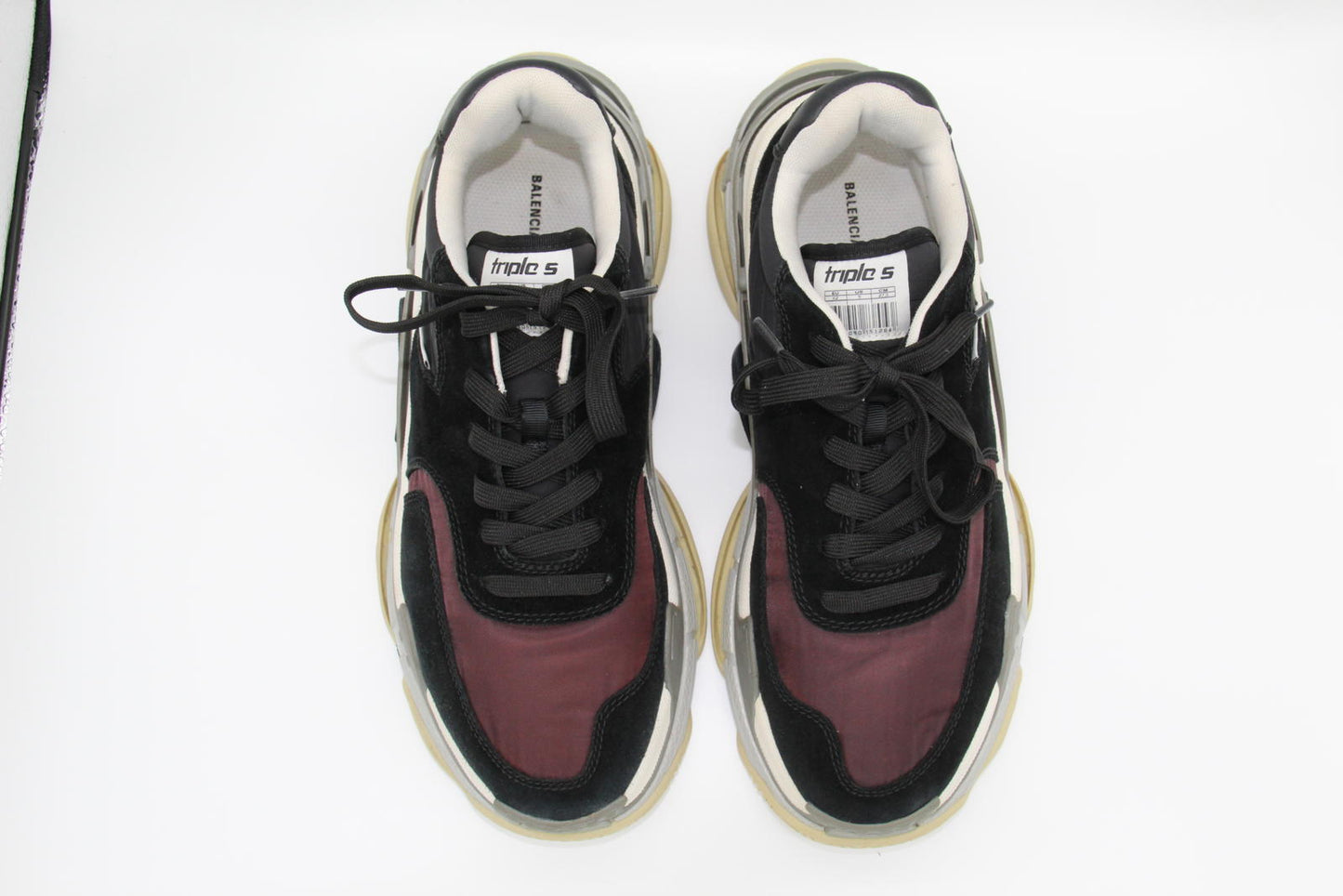 Balenciaga Triple S Sneakers Black and Burgundy Size EU 42