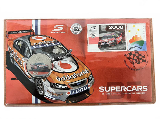 2021 Australia PNC 60 Years Supercars 2008 Ford BF Falcon 50c Cent Coloured Coin