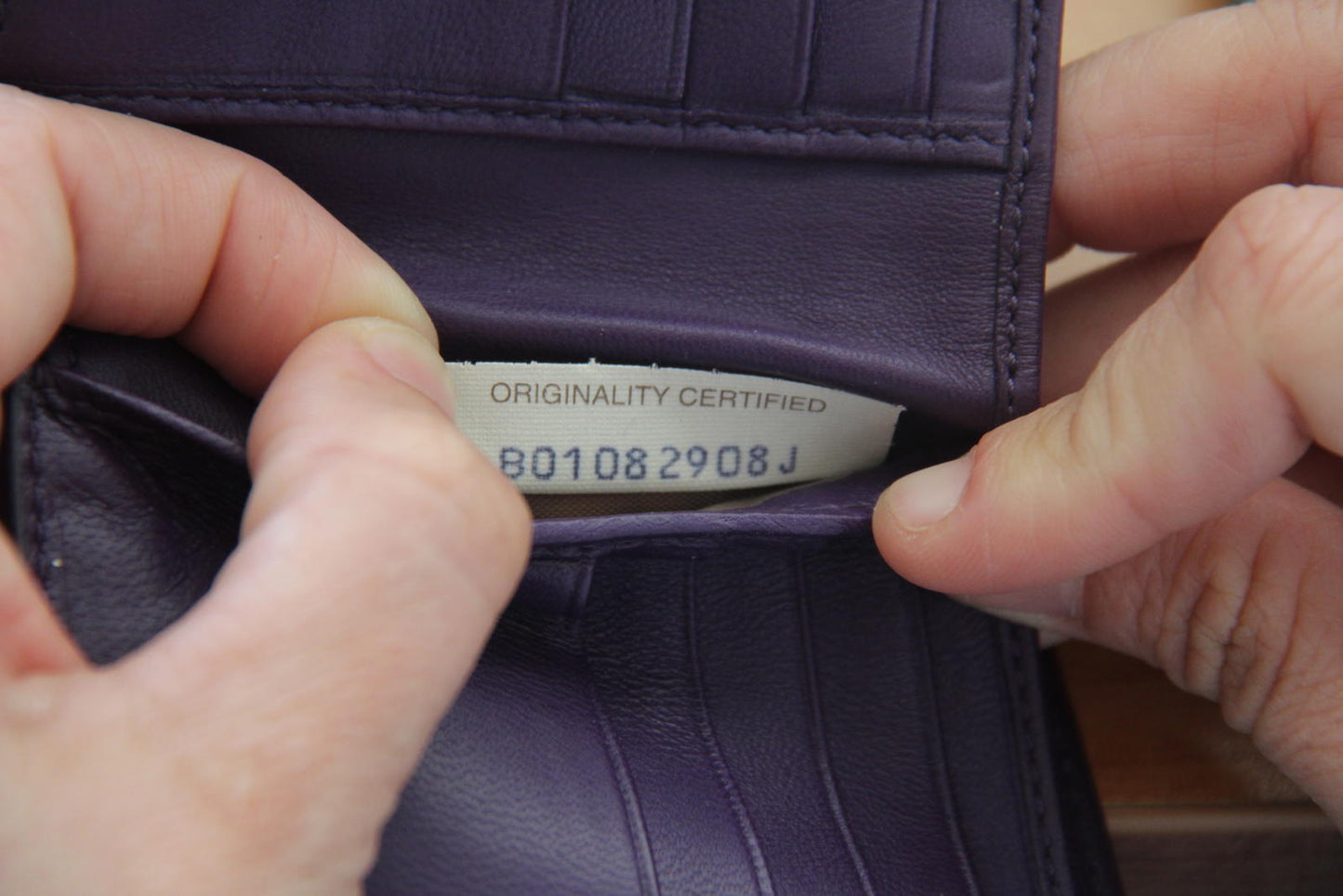 Bottega Veneta Purple Crocodile Embossed Leather Wallet