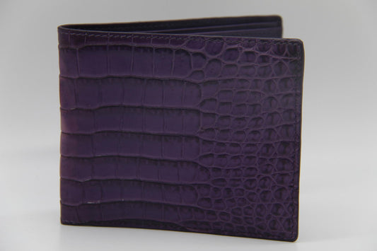Bottega Veneta Purple Crocodile Embossed Leather Wallet