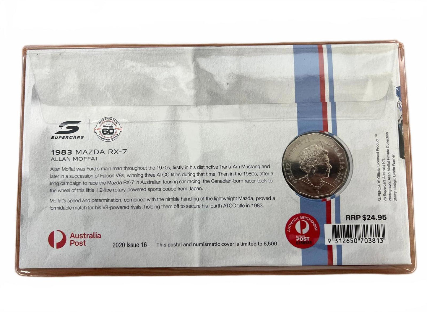 2020 60 Years Supercars 1983 Mazda RX-7 PNC with 50c Coloured Coin