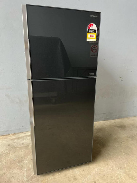Hitachi R-VG406PT5 335L Top Mount Fridge-Freezer – Black Glass Finish
