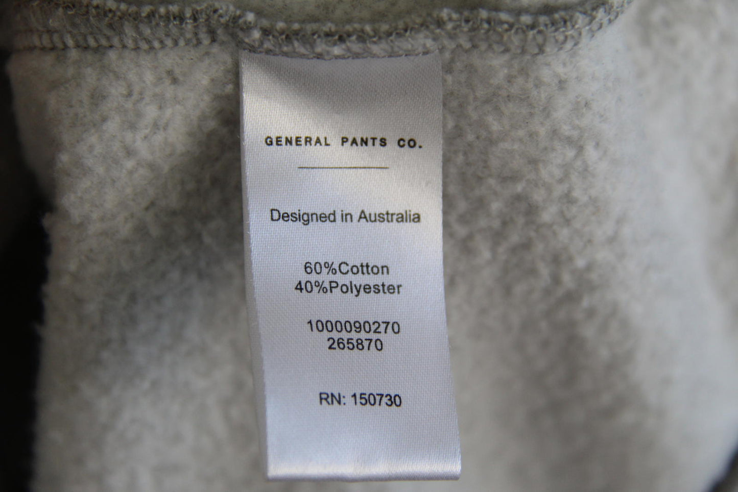 General Pants Co. Grey Crew Neck Brushed Back Fleece Sweatshirt - Size XS