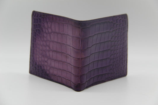 Bottega Veneta Purple Crocodile Embossed Leather Wallet