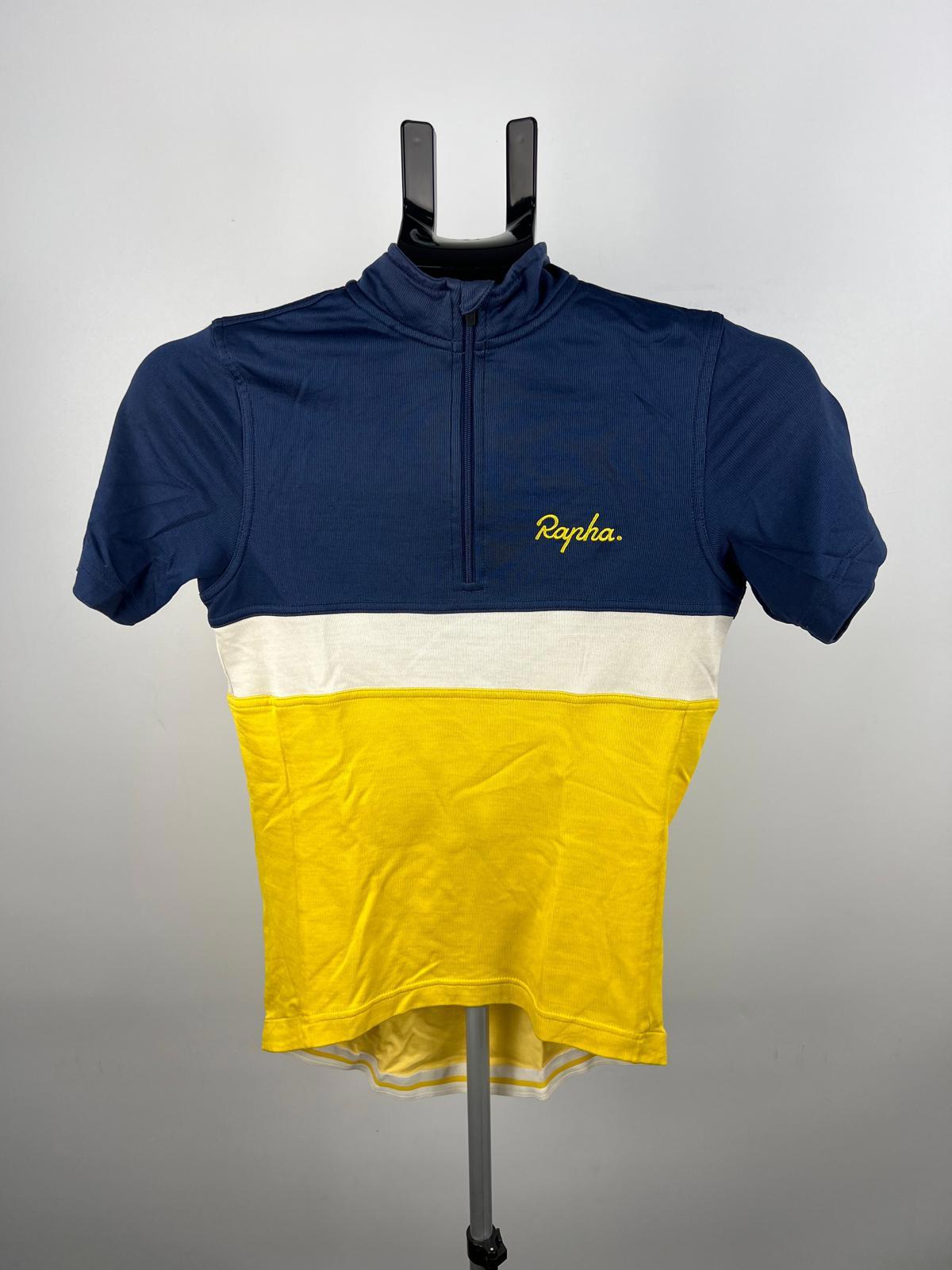 Rapha Cycling Jersey -  XS - Navy/White/Yellow -  Half-Zip - Short Sleeve